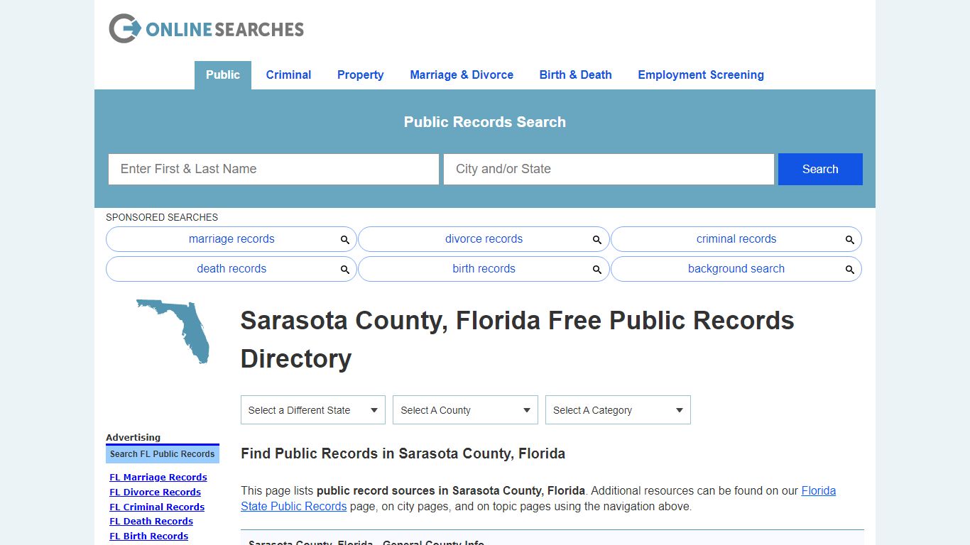 Sarasota County, Florida Public Records Directory