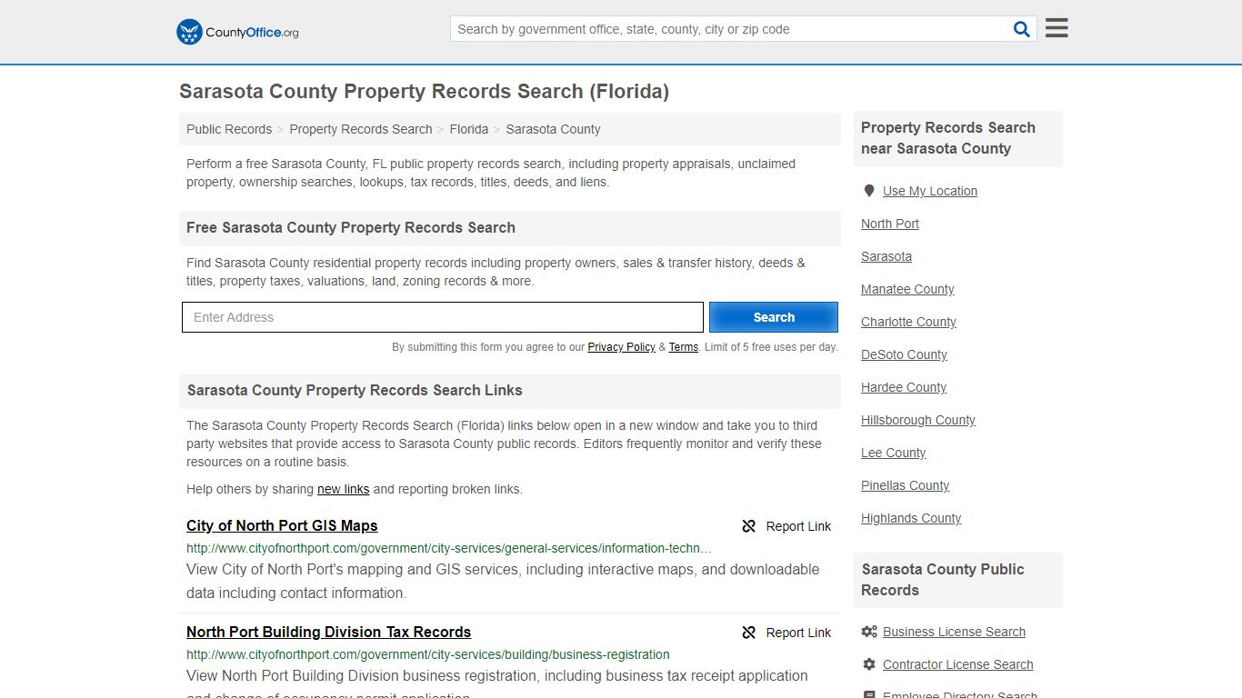 Property Records Search - Sarasota County, FL (Assessments ...